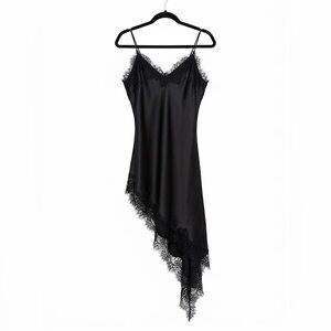 Ichi Black Lace Slip Dress Top Tunic Assymetrical new with tags euro 40